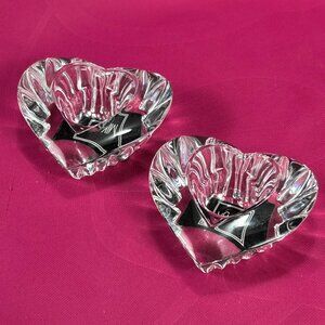 set of 2 new Mikasa heart shape crystal candle holders